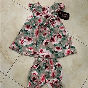 Floral Baby Dress and Bloomers Set